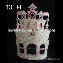 Fashion Rhinestone Big CASTLE pageant crown tall pageant crown tiara